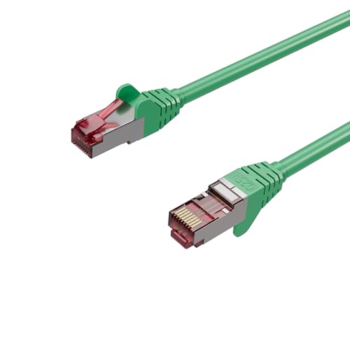 Kabelbude.eu Netzwerkkabel, RJ45 LAN, Ethernet Cat 6A, S/FTP, PIMF, Halogenfrei, GHMT Grün 0,50m von Kabelbude.eu