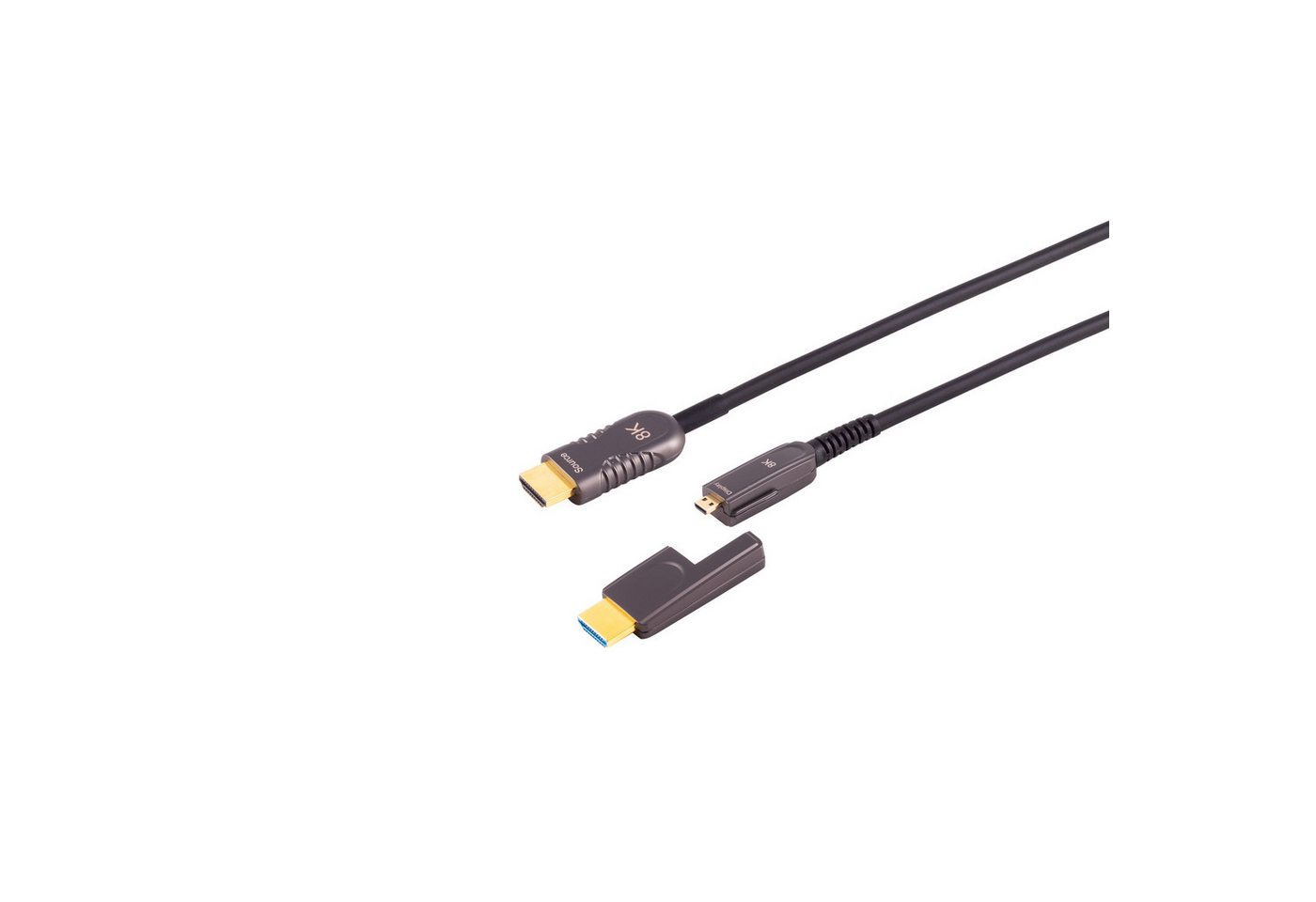 Kabelbude.eu Optisches HDMI Verlegekabel-Set, 10K, 20m HDMI-Kabel, (2000 cm) von Kabelbude.eu