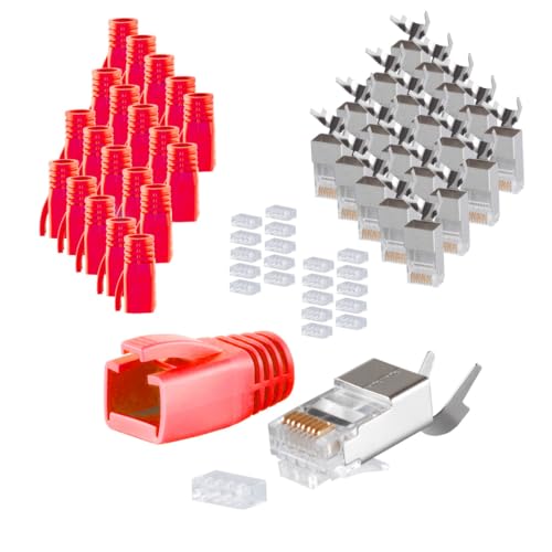 Kabelbude.eu Stecker Set für Verlegekabel bis AWG 23 rot VE 20 von Kabelbude.eu