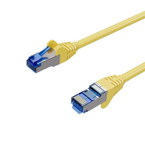 Netzwerkkabel, RJ45 LAN Kabel, Ethernet Cat 6A, S/FTP, PIMF, vergoldete Kontakte Gelb 7,50m von Kabelbude.eu