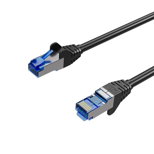 Netzwerkkabel, RJ45 LAN Kabel, Ethernet Cat 6A, S/FTP, PIMF, vergoldete Kontakte Schwarz 5,00m von Kabelbude.eu