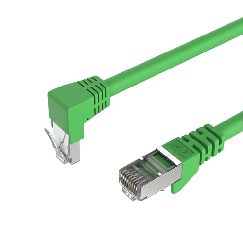 Netzwerkkabel RJ45, LAN Kabel, einseitig gewinkelt 90°, Cat 6, S/FTP, PIMF 1,00m Grün von Kabelbude.eu