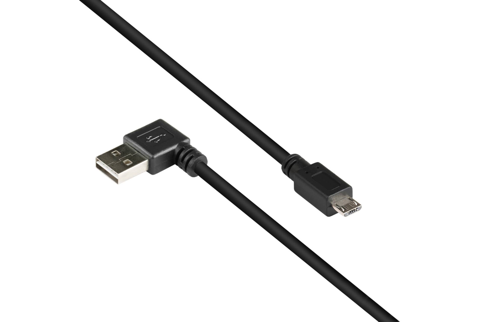 Anschlusskabel USB 2.0 EASY Stecker A gewinkelt an Stecker Mirco B, schwarz, 5m von Kabelmeister