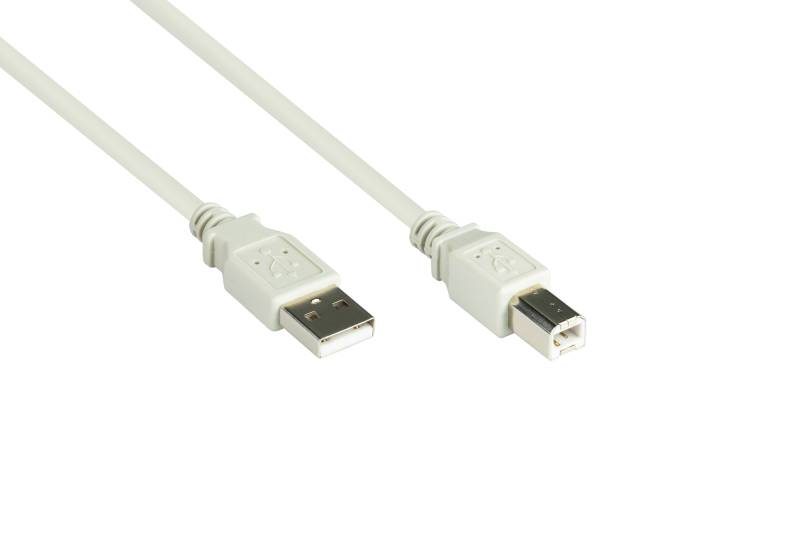 Anschlusskabel USB 2.0 Stecker A an Stecker B, grau, 3m von Kabelmeister