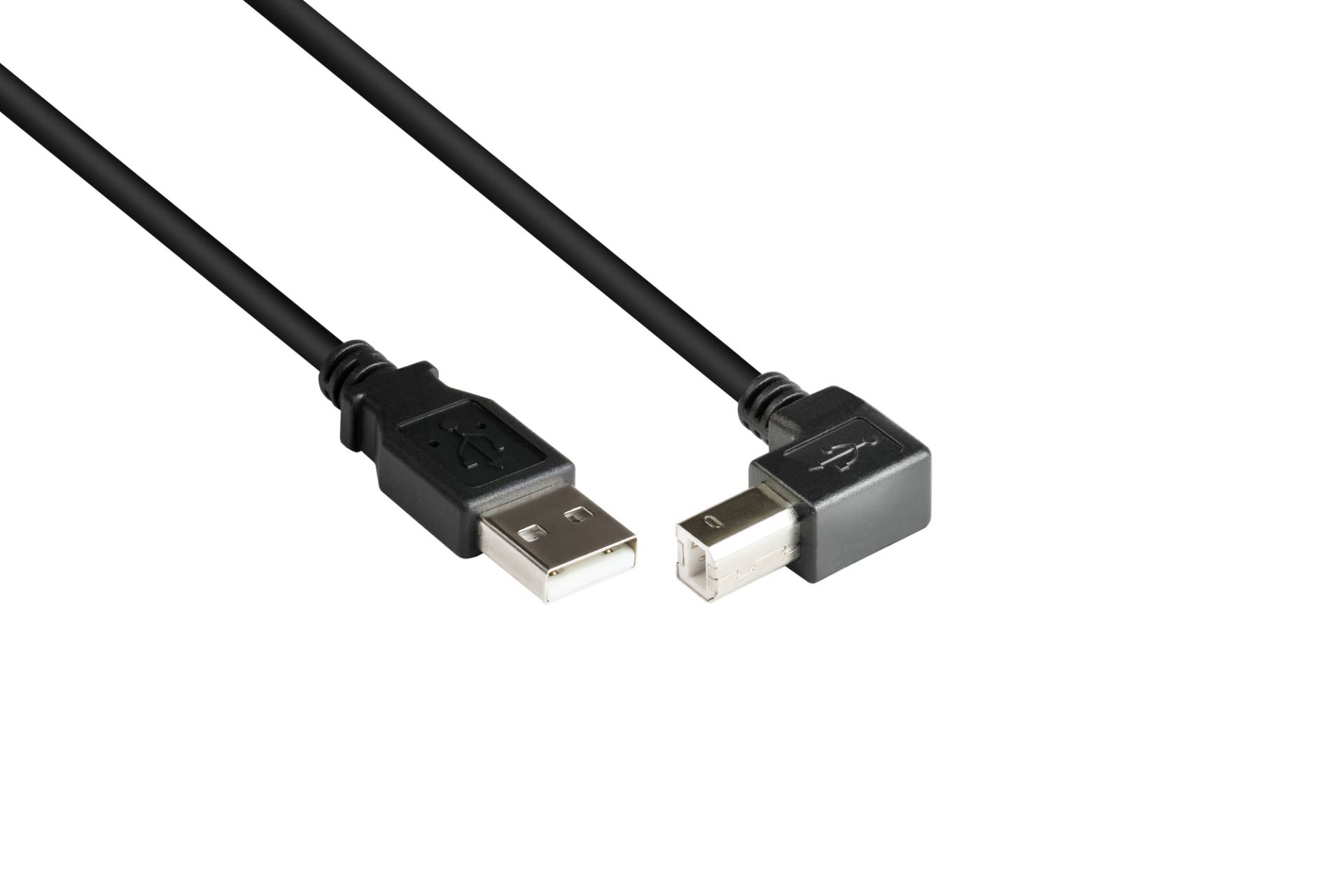 Anschlusskabel USB 2.0 Stecker A an Stecker B nach unten gewinkelt, 1m von Kabelmeister