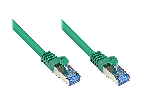 Kabelmeister® SO-31426 Cat6A Ethernet 10-Gigabit LAN Patchkabel, 1 m, Kupferleiter, Rastnasenschutz RNS, doppelt geschirmt S/FTP, PiMF, 500MHz, Halogenfrei Grün von Kabelmeister