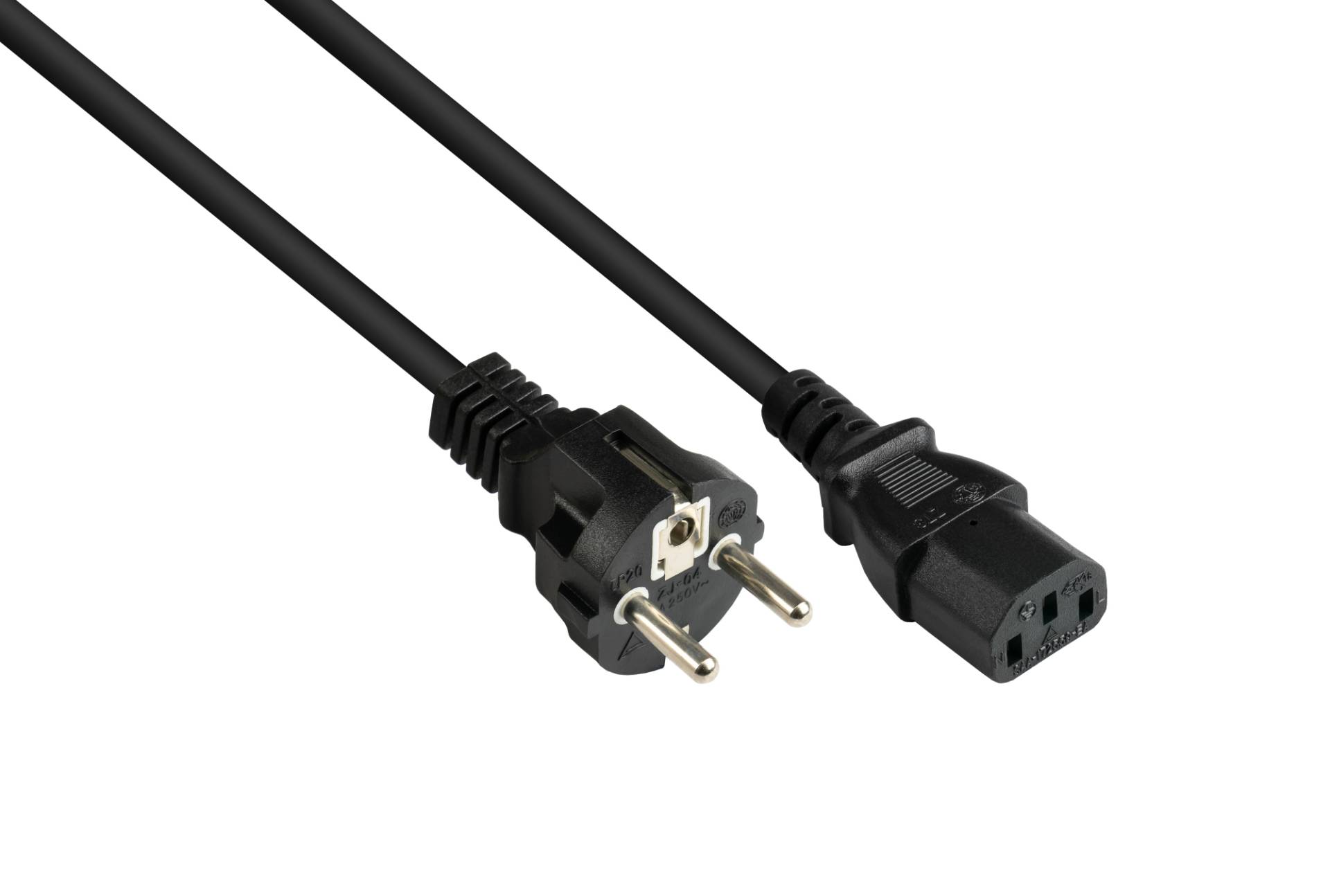 Netzkabel Schutzkontakt-Stecker Typ E+F an C13, schwarz, 0,75 mm², 1 m von Kabelmeister