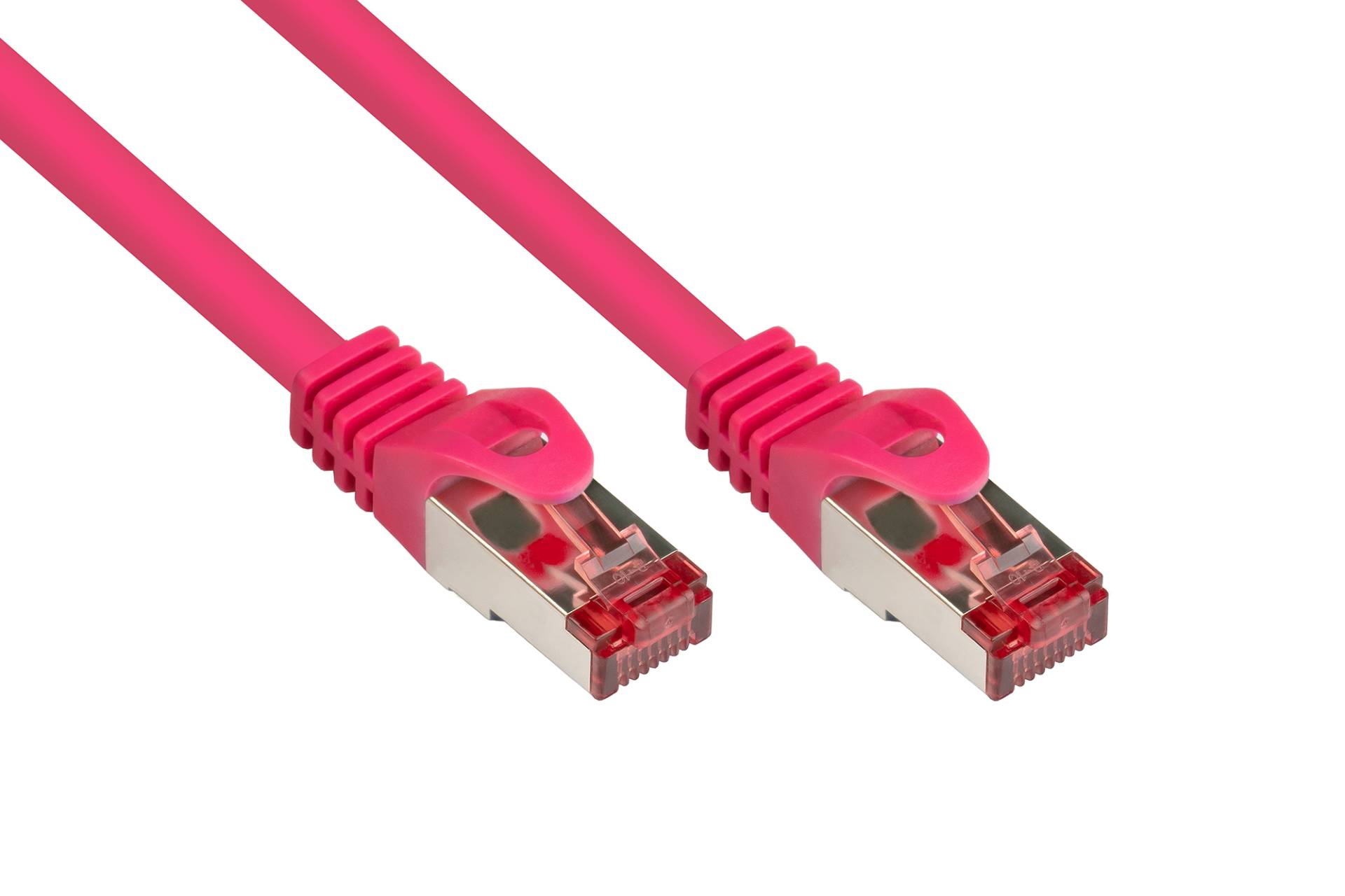 RNS® Patchkabel mit Rastnasenschutz, Cat. 6, S/FTP, PiMF, PVC, 250MHz, magenta, 10m von Kabelmeister