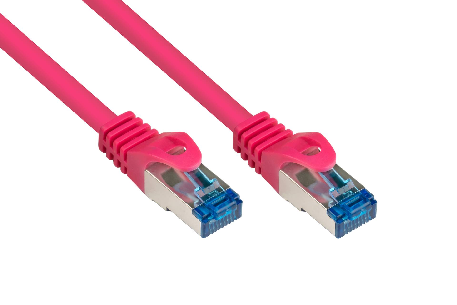 RNS® Patchkabel mit Rastnasenschutz, Cat. 6A, S/FTP, PIMF, halogenfrei, 500MHz, magenta, 10m von Kabelmeister