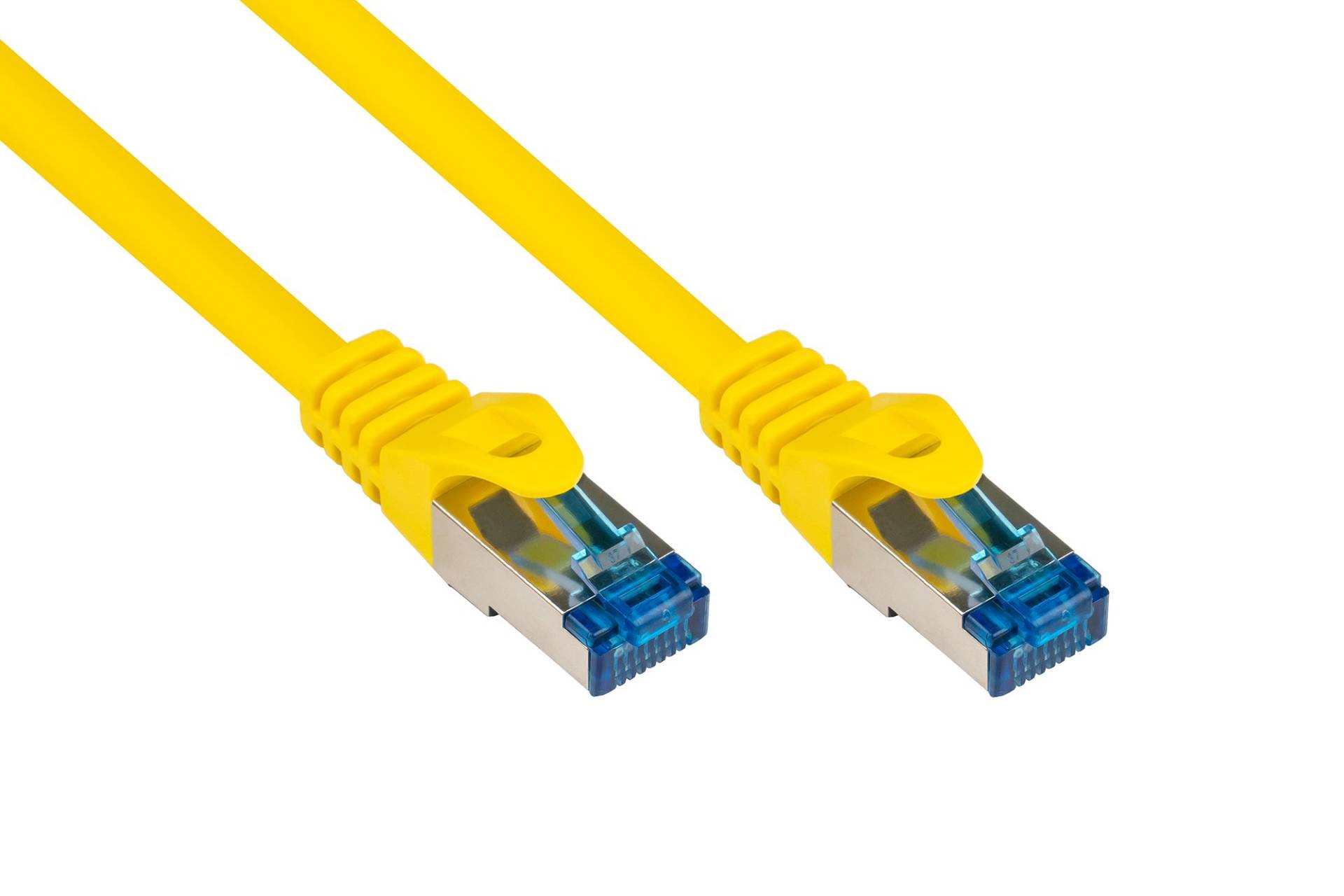 RNS® Patchkabel mit Rastnasenschutz, Cat. 6A, S/FTP, PiMF, halogenfrei, 500MHz, gelb, 0,25m von Kabelmeister