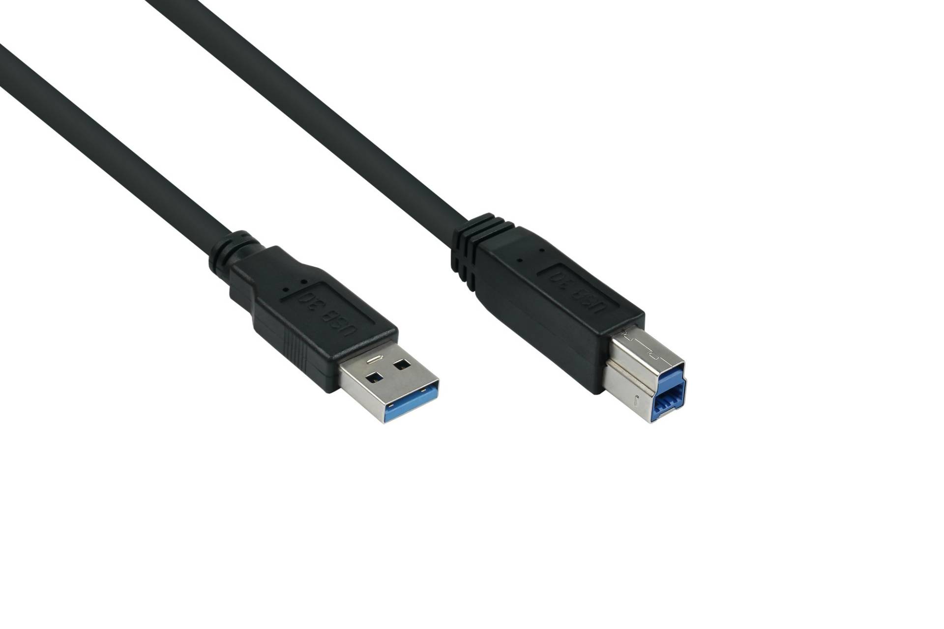 USB 3.0 Kabel Stecker A an Stecker B, Premium, AWG28 / AWG24, UL, KUPFER, schwarz, 1m von Kabelmeister