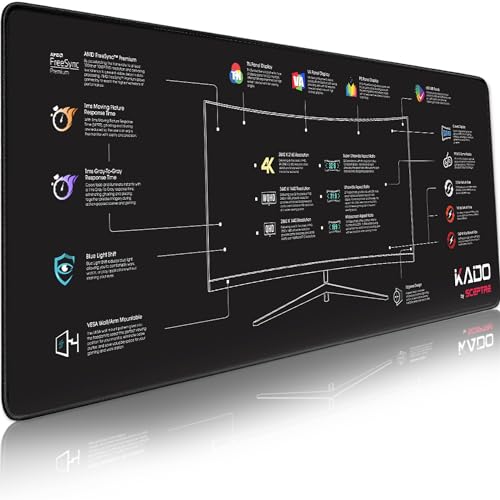 Kado Gaming-Mauspad, Schreibtischunterlage mit Monitor-Funktionssymbolen, 800 x 300 mm, rutschfeste Tastatur-Pad, Büro-Schreibtischzubehör für Computer, MacBook, PC und Laptop von Kado