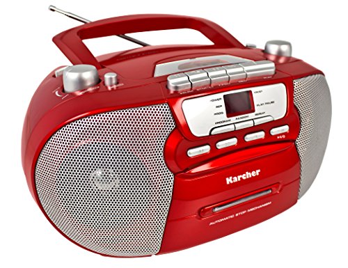 Karcher RR 5040 Oberon tragbares CD-Radio (AM/FM-Radio, CD, Kassette, AUX-In, Netz/Batteriebetrieb) rot von Karcher