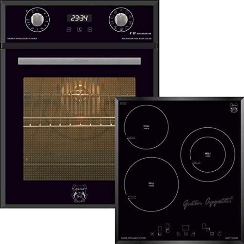 Kaiser Backofen-Set EH4747 + KCT 4745 F, Einbaubackofen 45 cm, Autark, 50 L,9 Funktionen,Easy clean-Emaille + 45 cm, Schwarz Glas, Facette, Restwärmeanzeige, Funktionsdisplay Einbau Herd von Kaiser