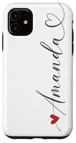 Hülle für iPhone 11 Amanda Name Vorname Kalligrafie Schreibschrift Herzlinie von Kalligrafie Personalisierte Vornamen mit Herz