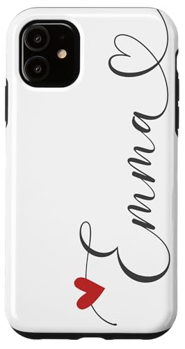 Hülle für iPhone 11 Emma Name Vorname Kalligrafie Schreibschrift Herzlinie von Kalligrafie Personalisierte Vornamen mit Herz