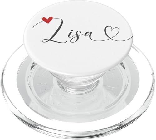 Lisa Name Vorname Kalligrafie Schreibschrift Herzlinie PopSockets PopGrip für MagSafe von Kalligrafie Personalisierte Vornamen mit Herz