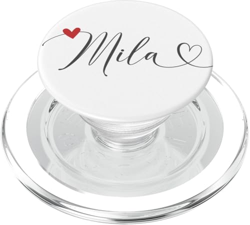 Mila Name Vorname Kalligrafie Schreibschrift Herzlinie PopSockets PopGrip für MagSafe von Kalligrafie Personalisierte Vornamen mit Herz