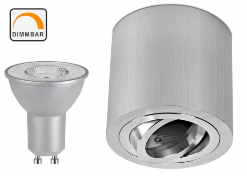 LED Aufbaustrahler Set Zylinder Aluminium geb?rstet mit LED Premiumspot Kanlux IQ-LEDIM 7,5 Watt dimmbar von Kanlux