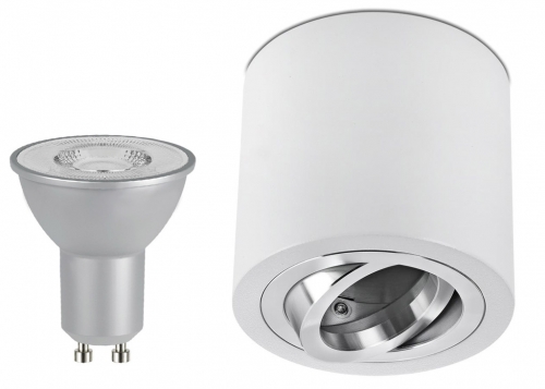 LED Aufbaustrahler Set Zylinder Aluminium geb?rstet wei? mit LED Premiumspot Kanlux IQ-LED 5 Watt von Kanlux