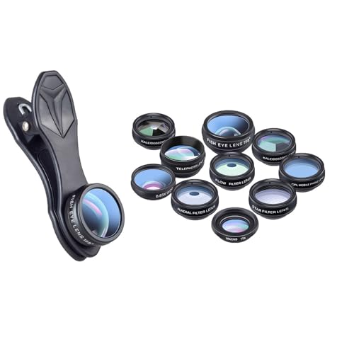 10-in-1-Handykameraobjektiv Fischaugen Teleobjektiv Flusssternfilterobjektiv von Kaohxzklcn