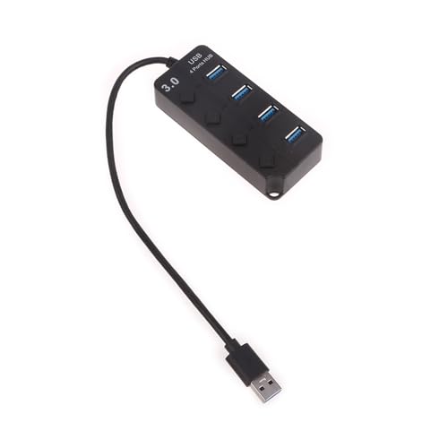 USB-Hub, 4 Anschlüsse, USB 3.0, Adapter, Geschwindigkeit, USB-Splitter, Dongle-Kabel, Konverter-Anschluss mit Schaltern für Notebook, PC, Kabellänge von Kaohxzklcn