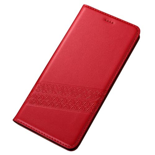 KarFRi Wallet Cover für Samsung Galaxy S24 Ultra/S24 Plus/S24, Echtleder, Objektivschutz mit Kartenschlitz, Magnetklappe, Rot, S24 Plus von KarFRi