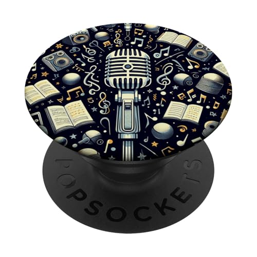 Karaoke Sänger Mikrofon Musiknoten Muster PopSockets mit austauschbarem PopGrip von Karaoke Singer Singing Gifts