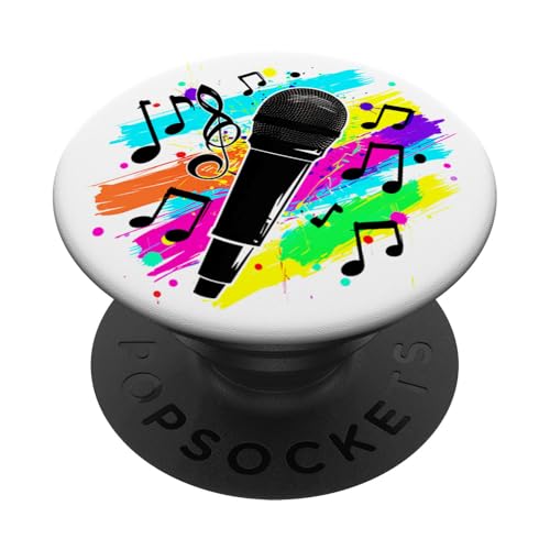 Karaoke Sänger Mikrofon Musiknoten Silhouette PopSockets mit austauschbarem PopGrip von Karaoke Singer Singing Gifts