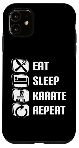 Hülle für iPhone 11 Eat Sleep Karate Repeat Lustiges Karateka von Karate Enthusiasts Passionate Martial Arts Fans