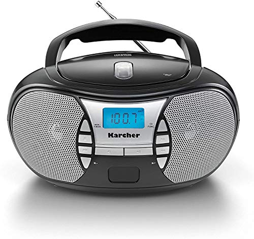 KARCHER RR 5025-B tragbares Radio, CD-Player mit Netz-und Batteriebetrieb, UKW-Radio mit AUX-Anschluss & Kopfhöreranschluss, schwarz von Karcher