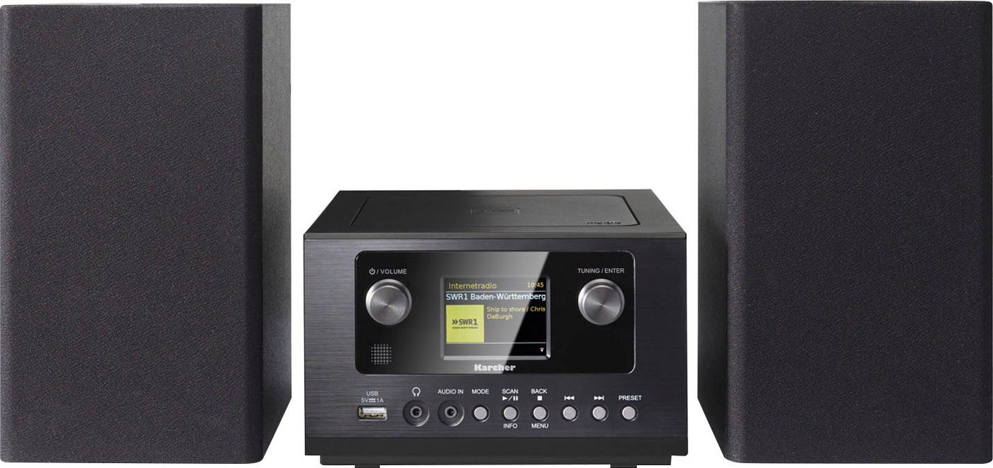Karcher MC 6490DI Stereoanlage (Digitalradio (DAB), FM-Tuner mit RDS, Internetradio, UKW mit RDS, 10 W, FM-Tuner mit RDS, Internetradio, UKW mit RDS, 10 W), CD Player, DAB) von Karcher