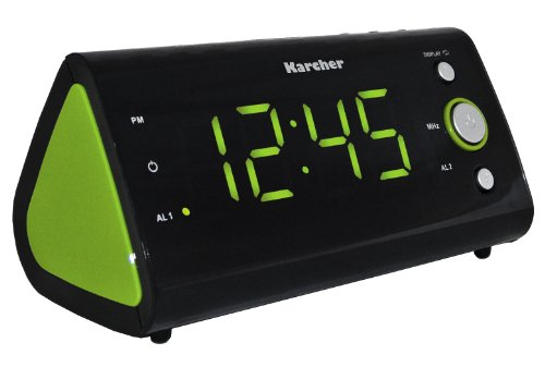 Karcher UR 1040-G Uhrenradio (PLL-Radio, Temperaturanzeige, Dual-Alarm) schwarz/grün von Karcher