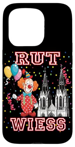 Hülle für iPhone 15 Pro Köln Rut und Wiess Kölner Dom Karnevalskostüm Clown Kostüm von Karneval Kostüm Fasching Köln Damen und Herren