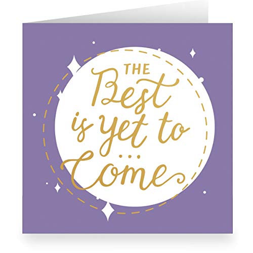 1 Grafische lila hand lettering Glückwunsch-karte innen weiß (quadratisch 15,5cm + Umschlag): The best is yet to come- große XL Karte zur Rente, Geburtstag, Abschluss für Familie, Mitarbeiter von Kartenkaufrausch