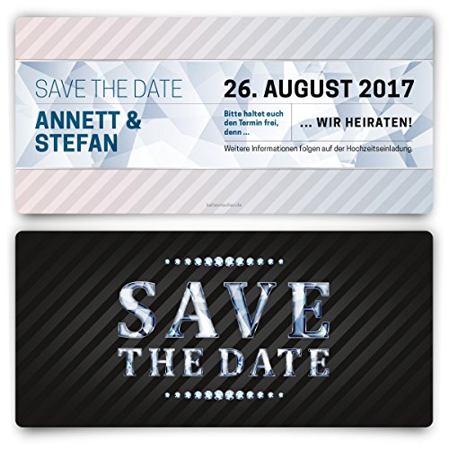 Save the Date Karten zur Hochzeit (30 Stück) - VIP Diamant Blau - Hochzeitskarten von Kartenmachen.de