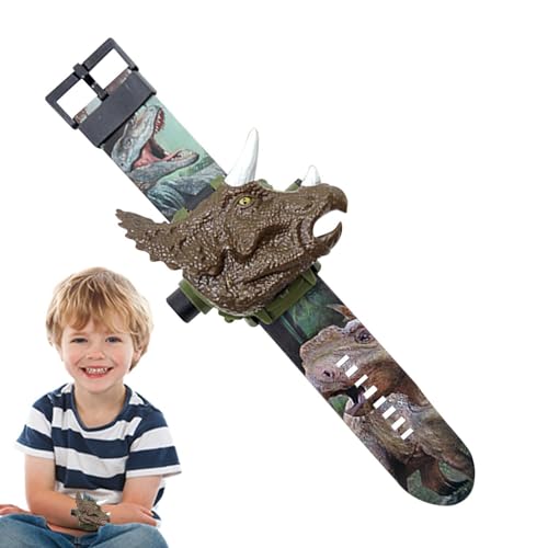 Kasmole Dinosaurier-Uhr-Taschenlampen-Projektor-Spielzeug | 24 Muster Taschenlampenuhren Elektronisches Spielzeug,Elektronische Kinderuhr für Kinder, Kleinkinder von Kasmole