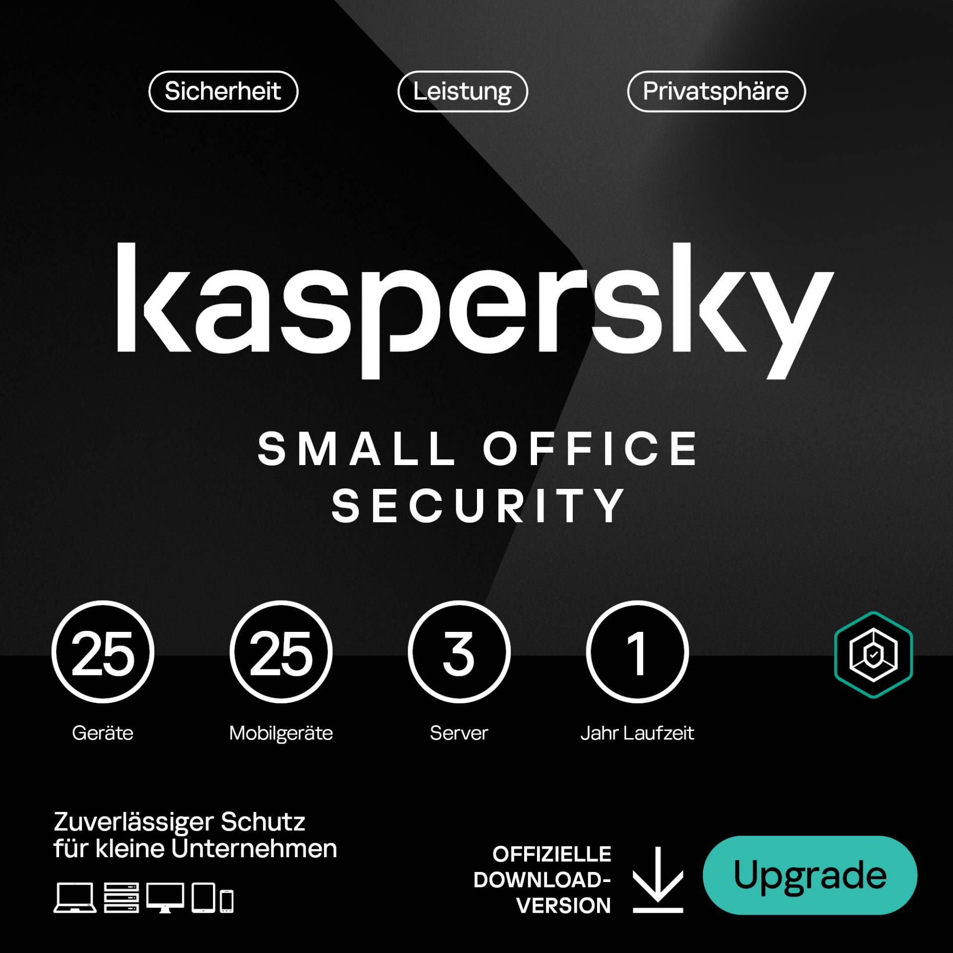 Kaspersky Small Office Security [25 Geräte - 1 Jahr] Renewal 25 Geräte + 25 Mobilgeräte + 3 Dateiserver - 1 Jahr von Kaspersky