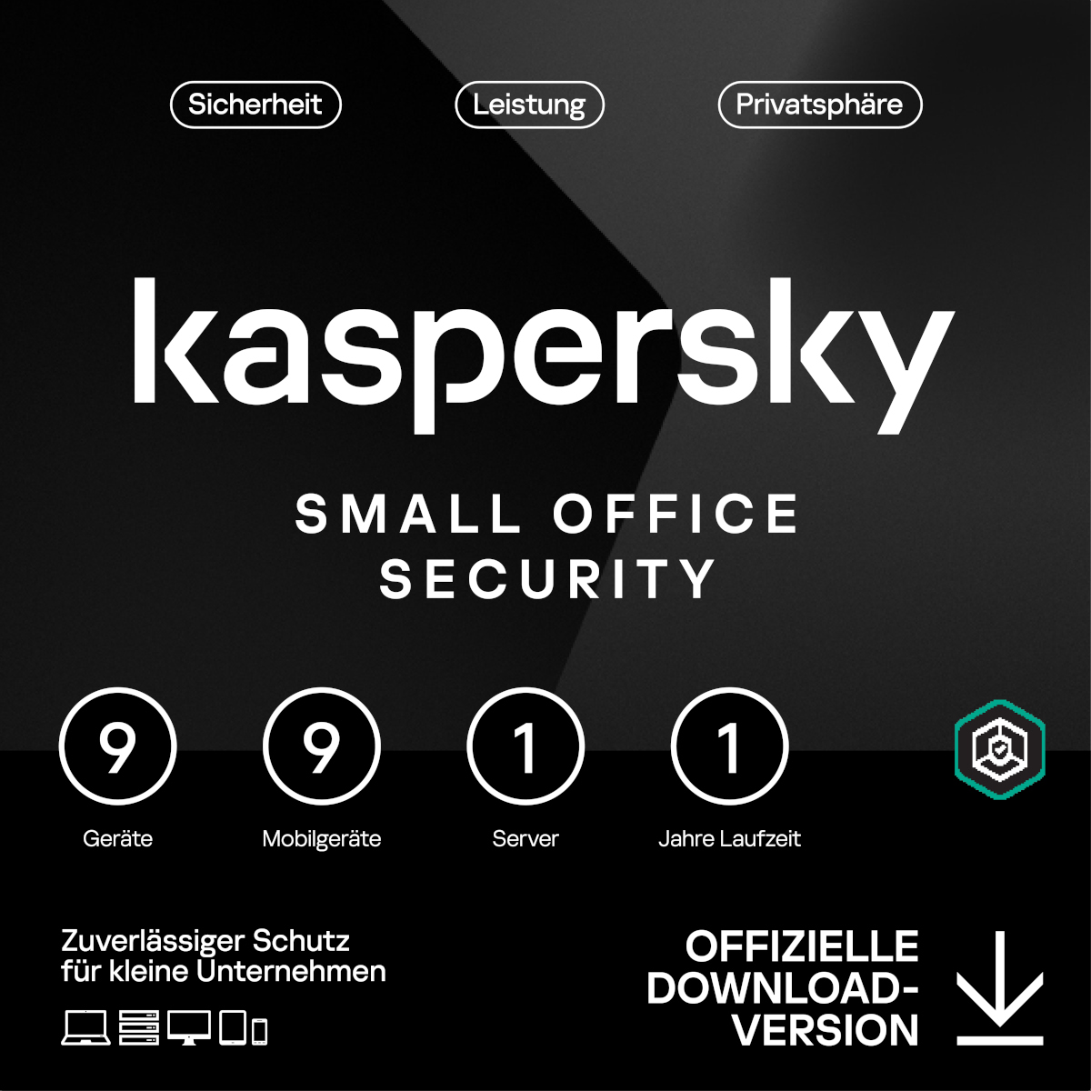 Kaspersky Small Office Security [9 Geräte - 1 Jahr] Base 9 Geräte + 9 Mobilgeräte + 1 Dateiserver - 1 Jahr von Kaspersky