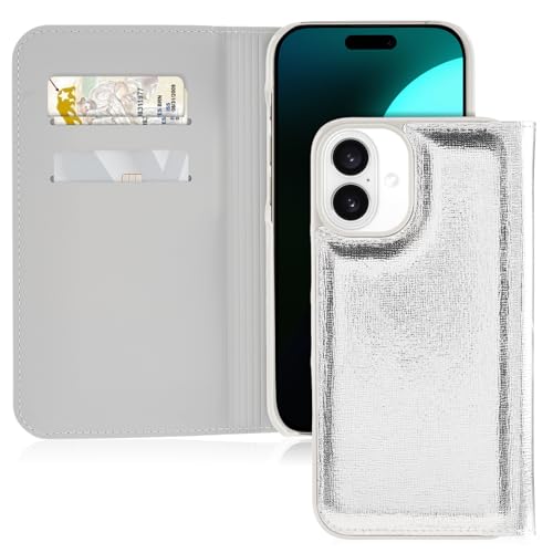 kate spade new york Schutzhülle für iPhone 16 Plus, kompatibel mit kabellosem Laden, Designer-Handyhülle, Metallic-Silber von Kate Spade New York