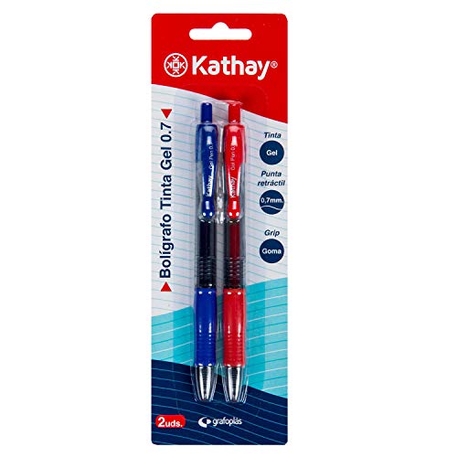 Kathay 86210598 Gelstifte, Blau und Rot, Spitze 0,7, Klickverschluss, perfekt als Schulmaterial von Kathay