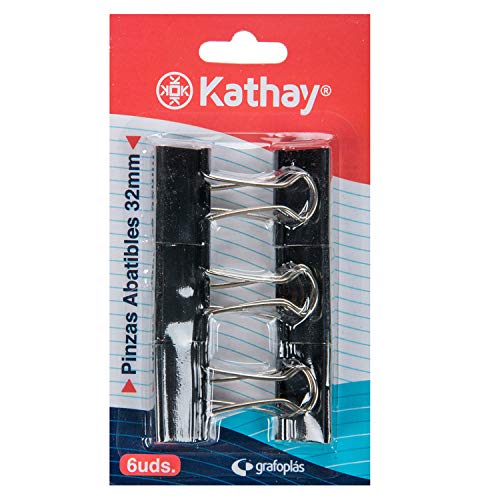 Kathay 86400910 Blister mit 6 Klammern, 32 mm, Schwarz von Kathay