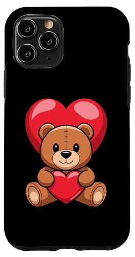 Hülle für iPhone 11 Pro Teddy Bär mit Herz zum Valentinstag Valentine Vibes von Kattos - Valentinstag