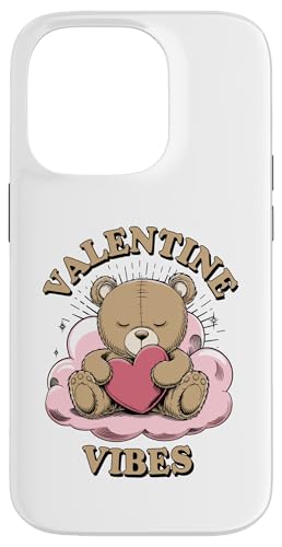 Hülle für iPhone 14 Pro Teddy Bär mit Herz zum Valentinstag Valentine Vibes von Kattos - Valentinstag