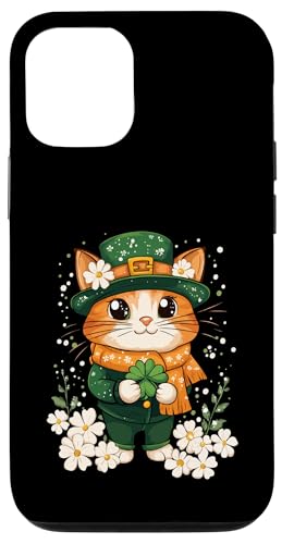 Hülle für iPhone 12/12 Pro Kleeblatt Deko Frauen Männer Kinder St Patricks Day Katze von Katze St Patricks Day Kostüm Irland Damen Herren