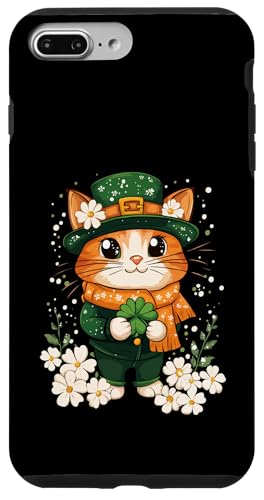 Hülle für iPhone 7 Plus/8 Plus Kleeblatt Deko Frauen Männer Kinder St Patricks Day Katze von Katze St Patricks Day Kostüm Irland Damen Herren