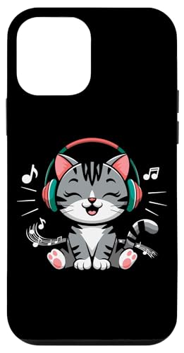 Hülle für iPhone 12 mini Musik Katze mit Kopfhörer und Notenschlüssel Musiker Music von Katzen Musikschule Rock Klassik Music Designs