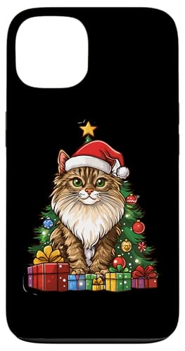 Hülle für iPhone 13 Weihnachtskatze mit Weihnachtsmütze - Norwegische Waldkatze von Katzen Weihnachten Kater Design Shop