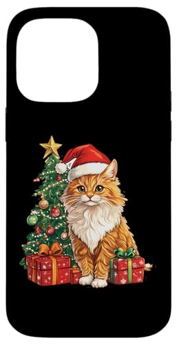 Hülle für iPhone 14 Pro Max Weihnachtskatze mit Weihnachtsmütze - Somali-Katze von Katzen Weihnachten Kater Design Shop