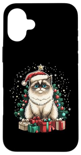 Hülle für iPhone 16 Plus Weihnachtskatze mit Weihnachtsmütze - Ragdollkatze von Katzen Weihnachten Kater Design Shop